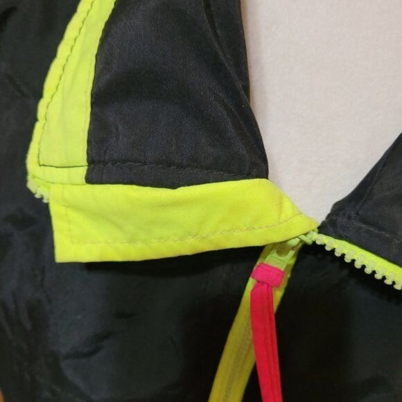Vintage White Sierra Unisex Large Neon Windbreaker Warm Up Jacket Black Green - Picture 12 of 14